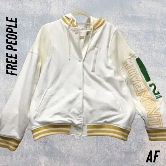 FREE PEOPLE MOVEMENT GRAPHIC POST UP SPORTS HOODIE JACKET NEW SMALL NEW WHITE - Picture 4 of 7